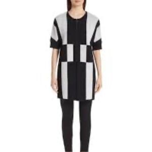 ST JOHN CAVIAR Luxury Black and White Geometric Jacket. VGUC. Rare! Size L 🔥